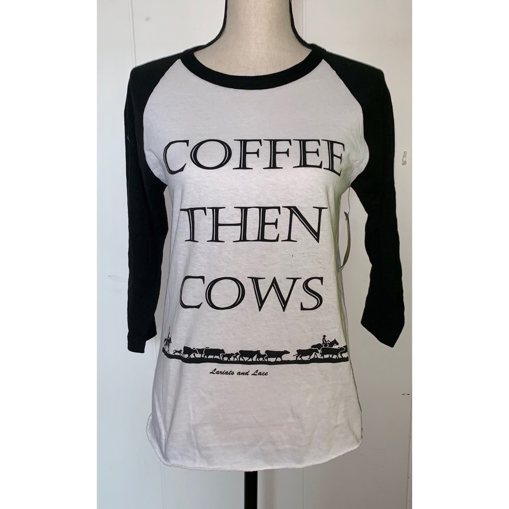 Coffee then cows baseball tee